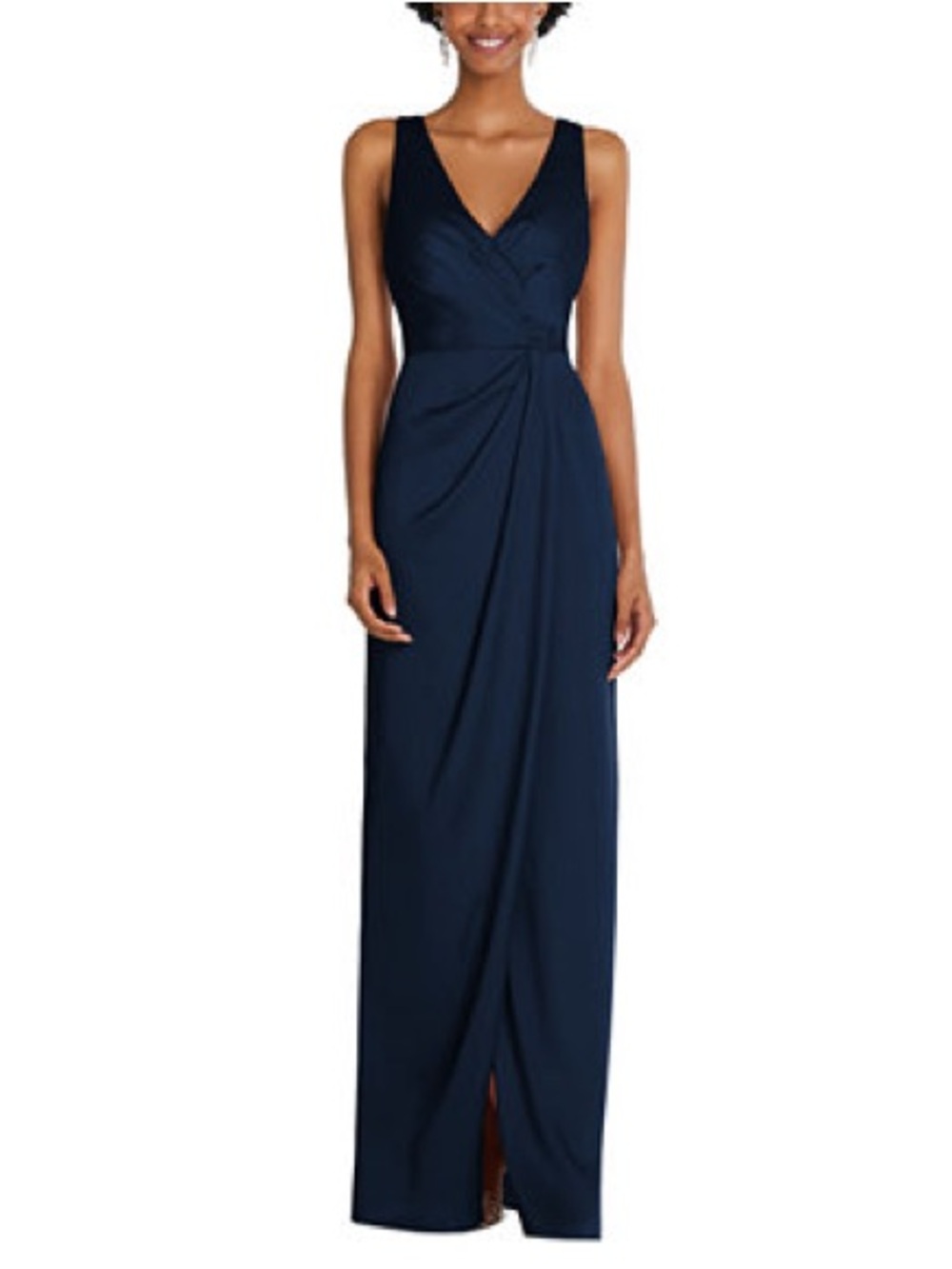 After Six Midnight Navy Blue Sleeveless Satin Faux Wrap Gown Size 10 $261 6864